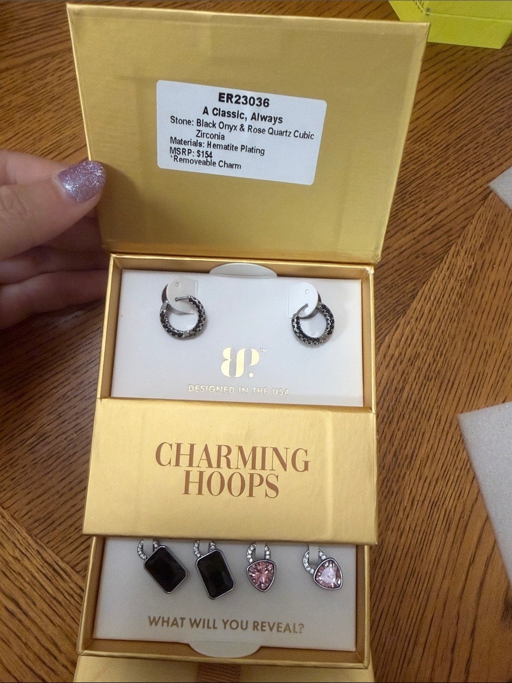 Charming Hoops Black Onyx & Rose Quartz Hoop Earring Set